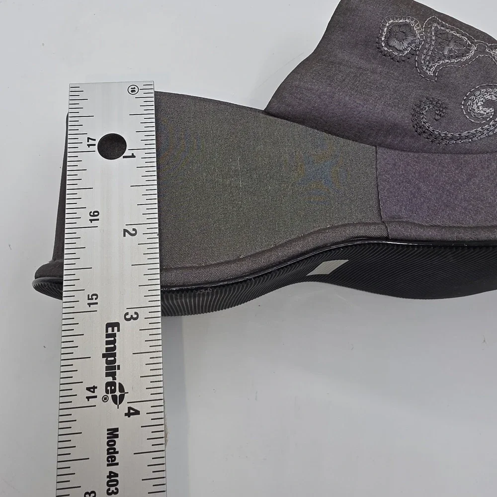 Vintage Y2K MIA Cora Platform Chunky Slide Sandals Shoes Embroidered Gray SZ 8.5